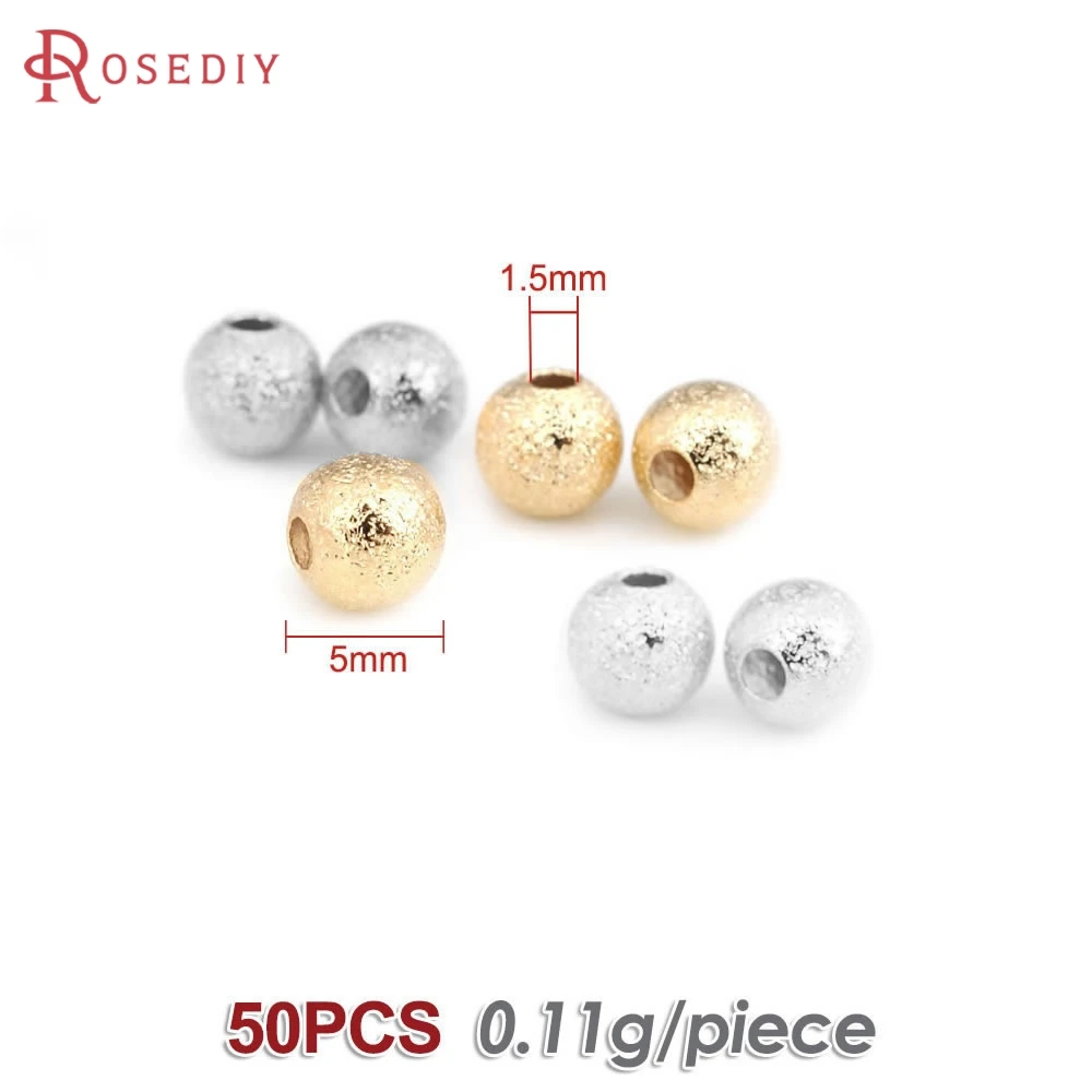 Gold Brass Frosted Matte Round Beads for Jewelry Making - 18K Gold Color, Multiple Sizes