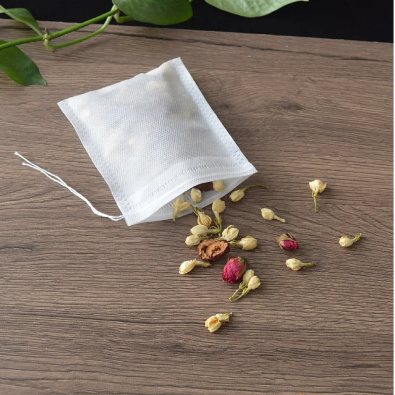100 Pcs Disposable Tea Bags Filter Bags for Tea Infuser with String Heal Seal Food Grade Non-woven Fabric Spice Filters Teabags disposable tea filter bags disposable tea bags