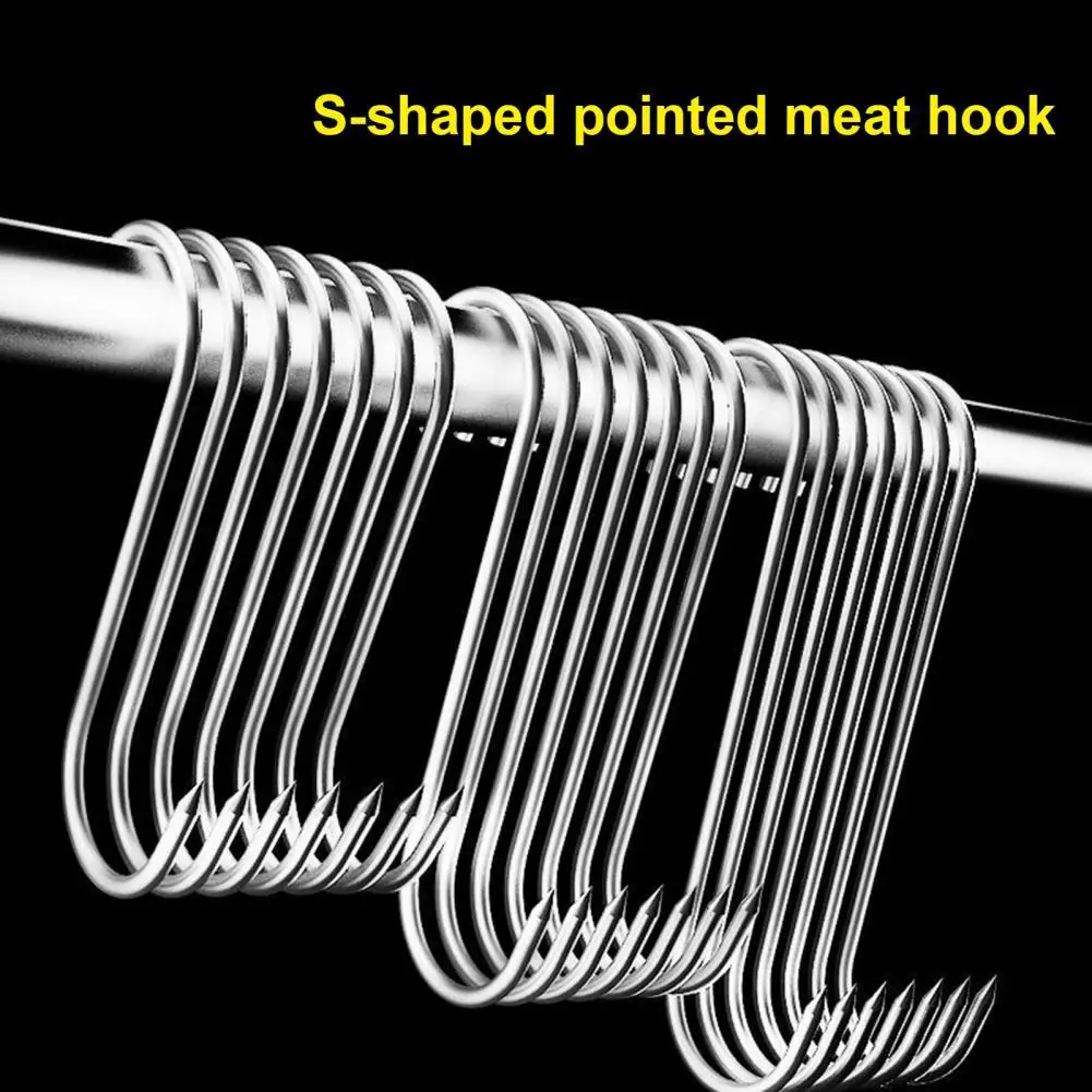 10Pcs/Set Meat Hooks Sharp Tip Load Bearing Anti rust Stainless Steel