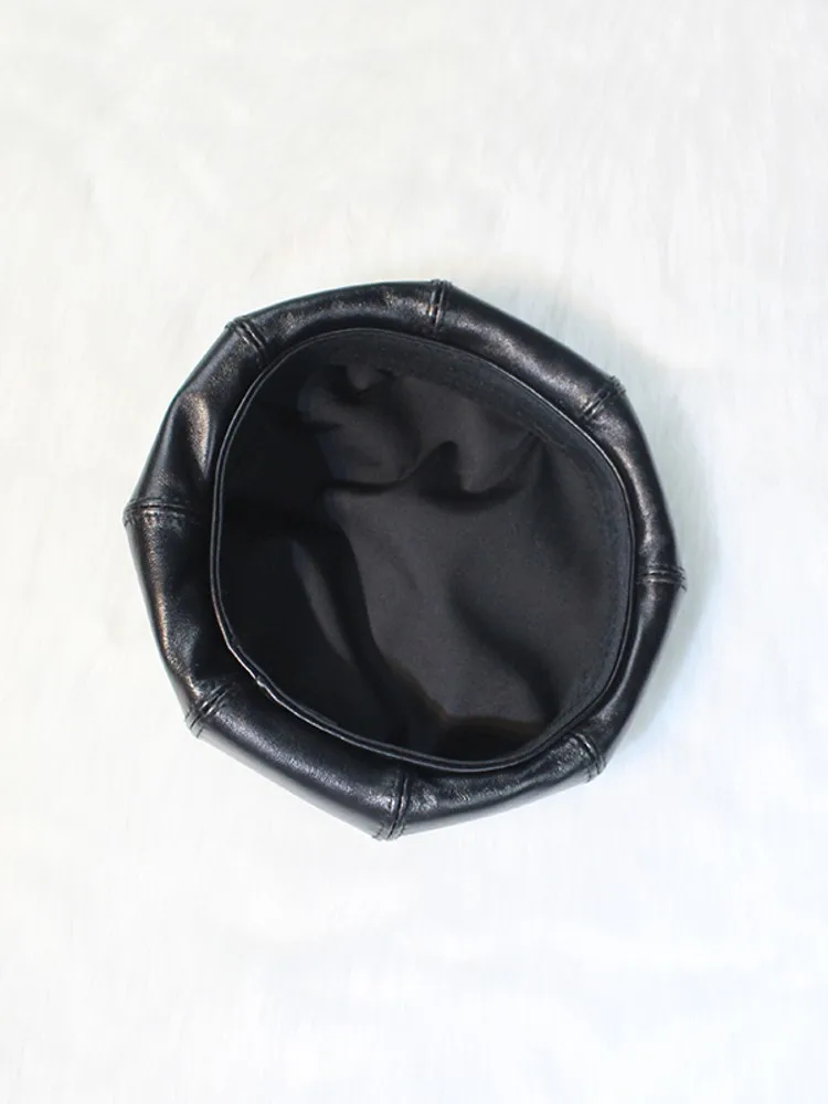 Hot Sale Fraen Fréijoer Hierscht Echt Schofspelz Béretten Vintage Britesch Wanddicht Weich Echt Lieder Achteckeg Kapp Casual Damen_voghion.com