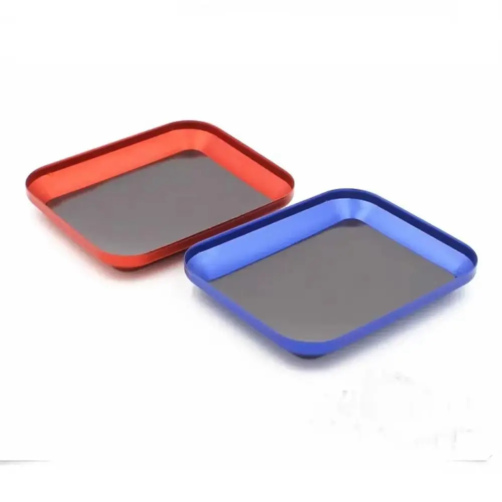 마그네틱 패드가있는 2PCS 마그네틱 스크류 트레이 플레이트 알루미늄 합금 다목적 미니 스크류 매트 트레이 소형 실용