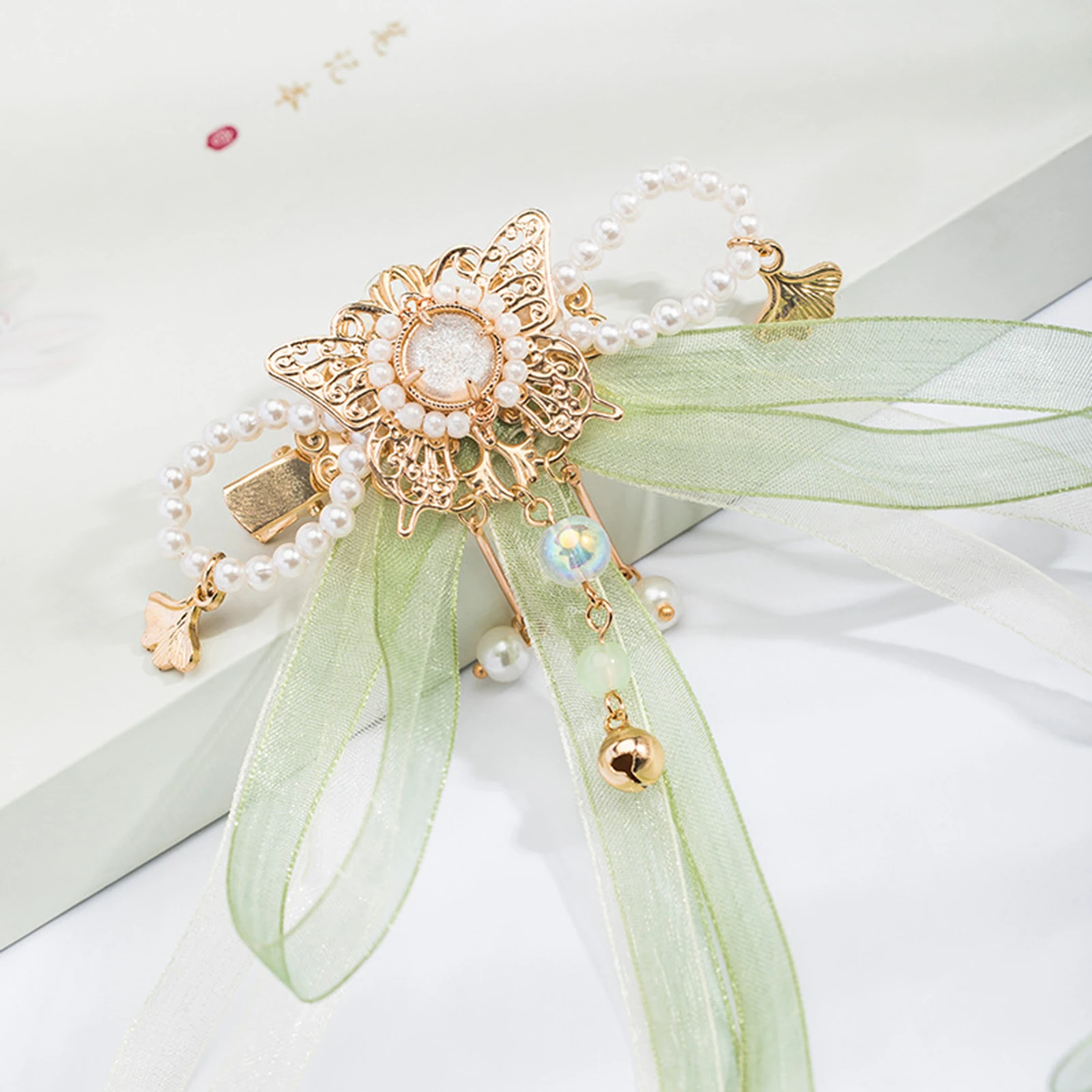 Vintage-Haarspangen, Schmetterlings-Kopfschmuck mit Band, chinesisches Hanfu-Haar-Accessoire, Feen-Haarnadeln, Haarschmuck, Geschenk – Detail 3