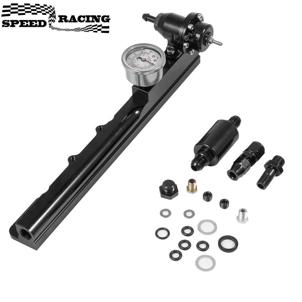Aluminium Fuel Pressure Regulator Gauge Fuel Rail Kit Fit Voor Acura