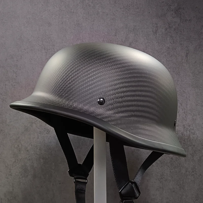 Carbon Fiber Vintage Ladle Helmet DOT Certified Motorcycle Helmet Cruise Motorcycle German Soldier Helmet Half Helmet