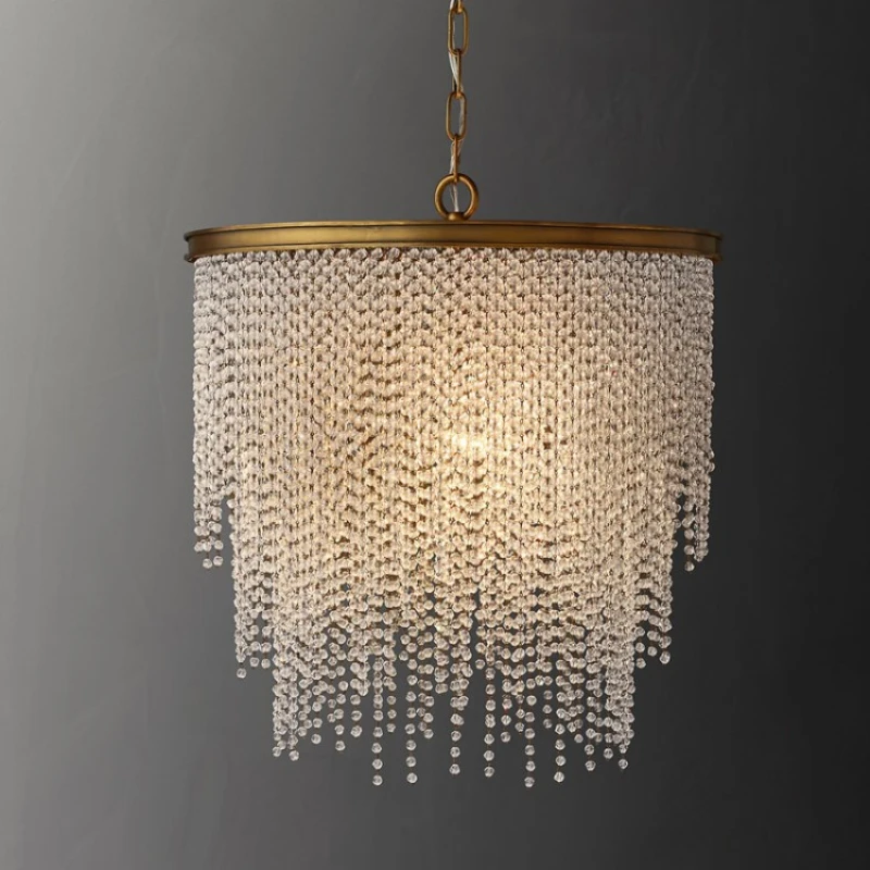 

American crystal chandelier simple country style living room lamp luxurious gold decoration LED lighting