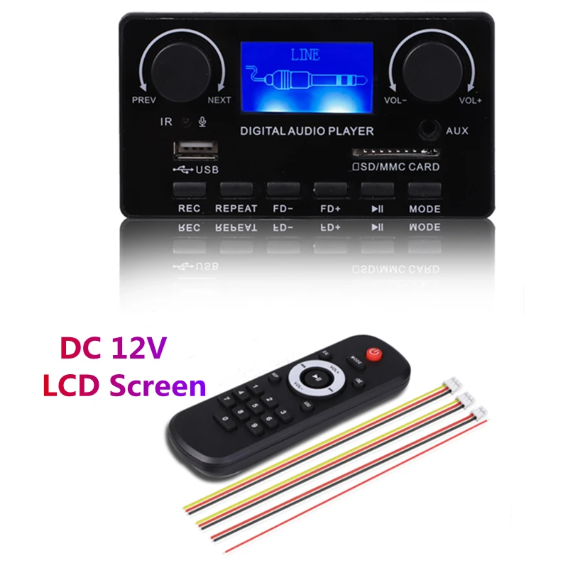 LCD Bluetooth 5.0 MP3 Decoder Board DAC DC 12V Audio Receiver APE FLAC