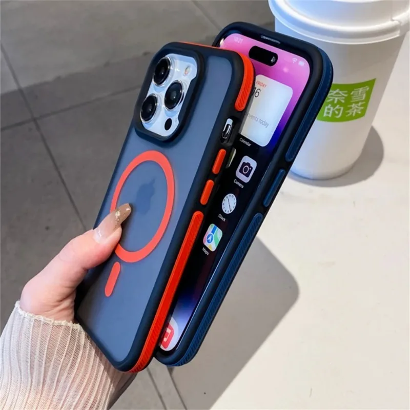 Luxury Matte Translucent Shockproof Armor Case with Magsafe Compatibility