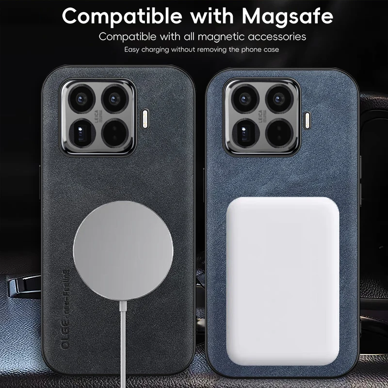 Luxury Leather Magnetic Shockproof Phone Case with Car Holder