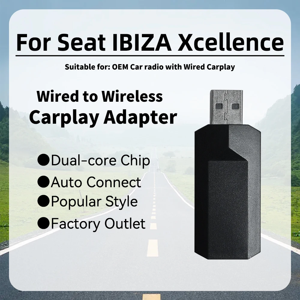 

New Mini Apple Carplay Adapter for Seat IBIZA Xcellence Smart AI Box Car OEM Wired Car Play To Wireless USB Dongle Plug and Play