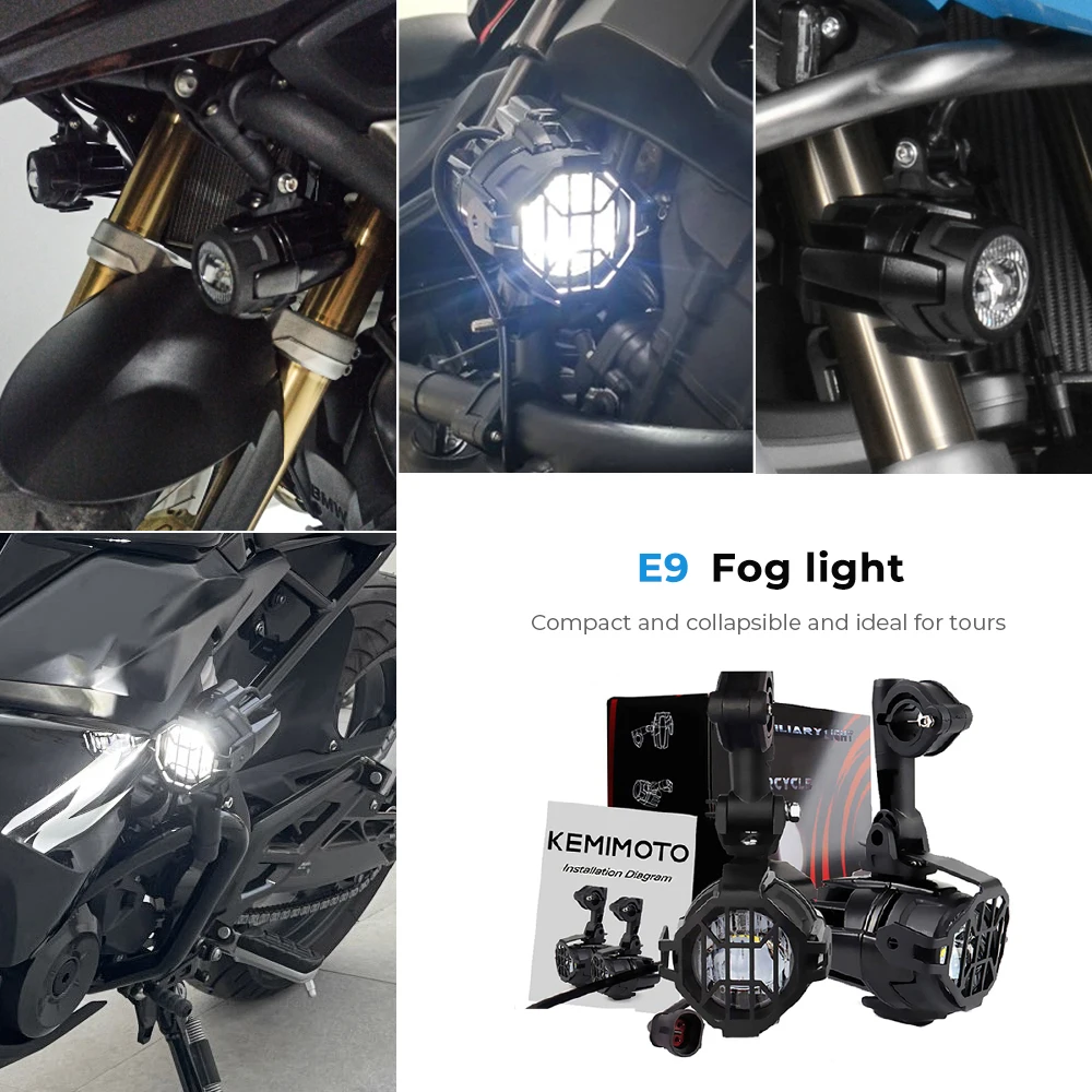 2pcs Phare Moto Feux Additionnels LED Phares Avant Moto Anti