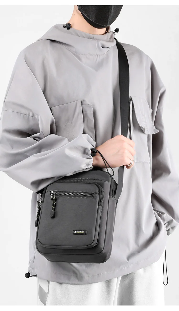 Mehrschichtige Umhängetasche für Herren, modisch, lässig, leicht, Nylon-Umhängetasche für den täglichen Ausflug, Pendeln, kleine Handtasche – Detail 3