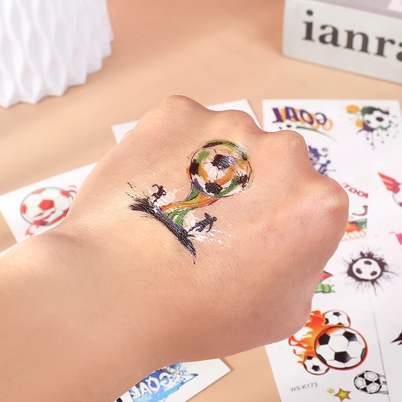 10Pieces Children Soccer Tattoo Sticker For Football Fan Fake Waterproof Emporary Body Tattoos For Hand Birthday Party Supplies
