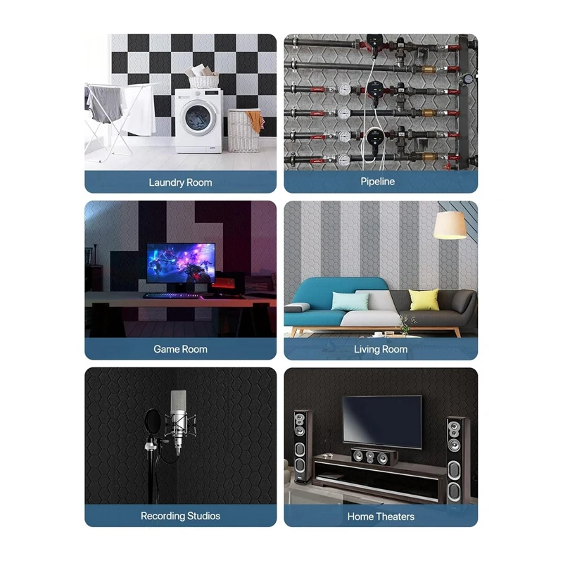자체 접착 방음 벽 패널, 흡음 패널, 12x12x0.4 인치, 15 팩