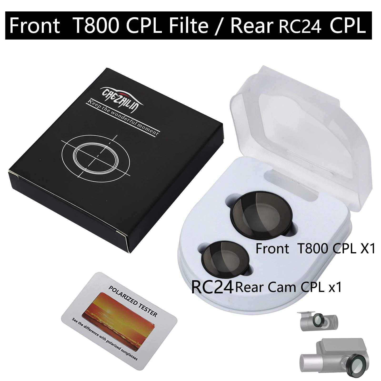 for 70mai Dash Cam 4K T800 CPL filter Reduce Glare Reflect for 70mai Rear Cam RC