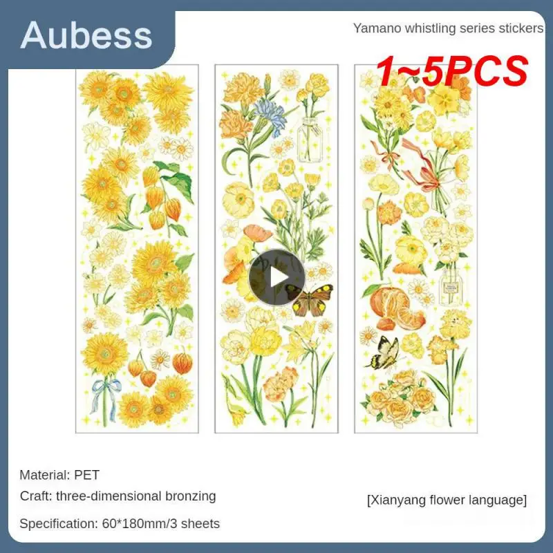 

1 ~ 5 шт. Journammpack 3D позолоченные крафтовые наклейки с цветами и растениями для домашних животных наклейки для скрапбукинга коллажа нежелательного журнала вырезанные декоративные наклейки