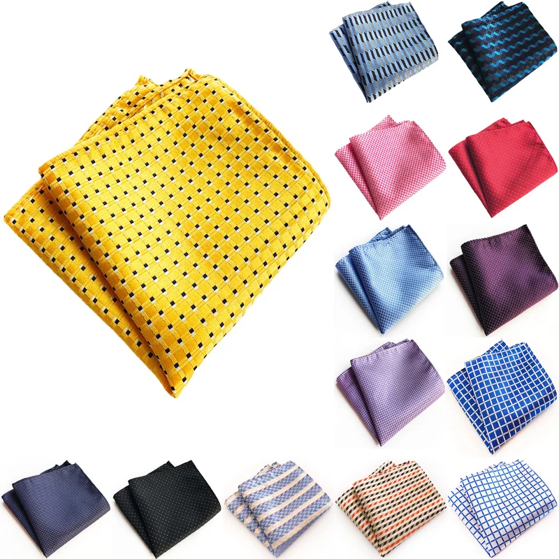 Classic Men's Clothing Accessorie Luxury Silk Pocket Square Handkerchief Polka Dot Hanky for Mens Wedding Business Party