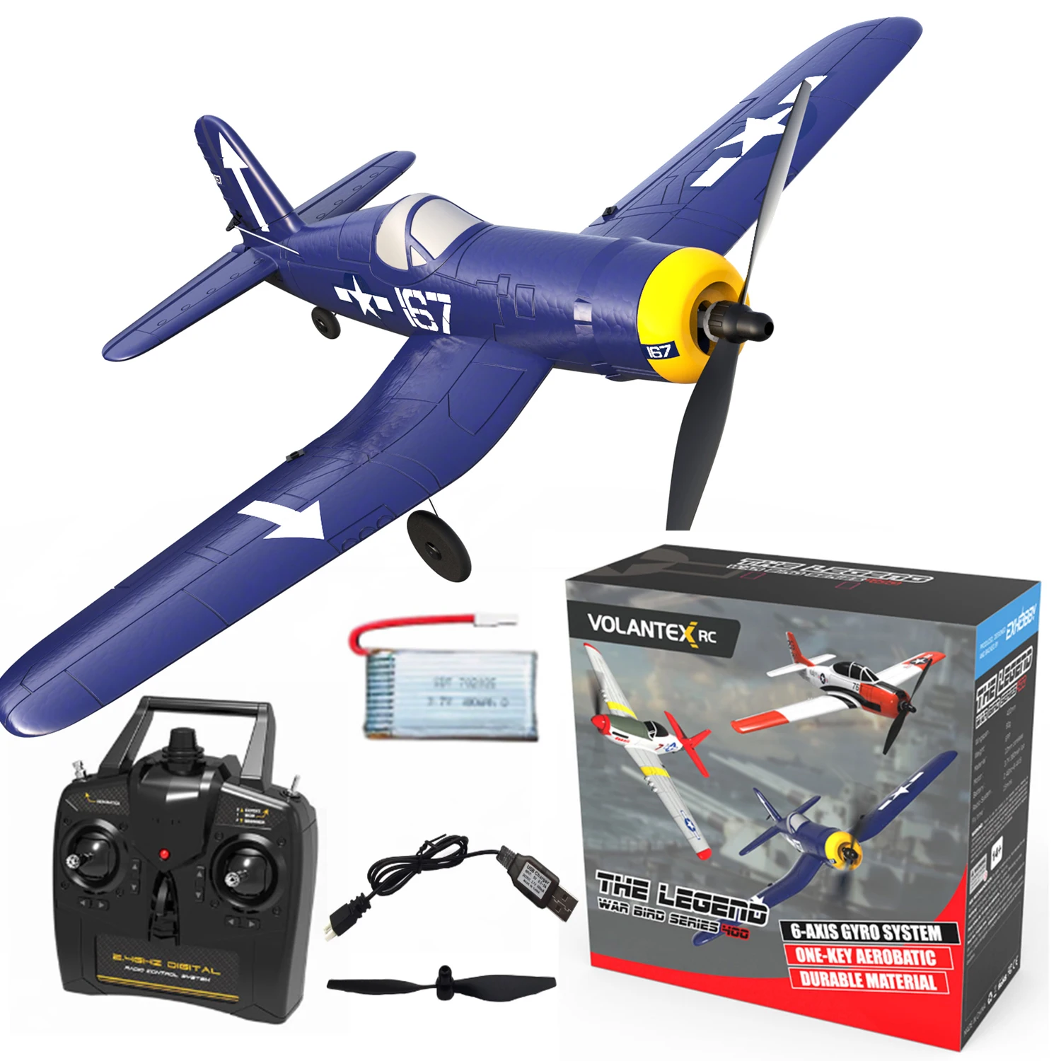 Volantex F4U RC Plane One key Aerobatic 2.4G 4CH EPP Foam 400mm