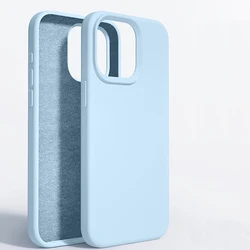 Premium Liquid Silicone Shockproof Phone Case - Luxury Soft Cover - iPhone 14 (Light Blue)
