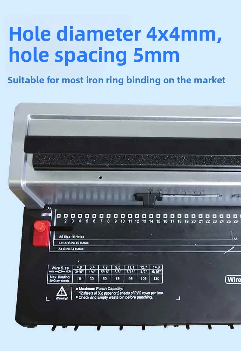 34홀 바인딩 기계, 계약 입찰용 소형 수동 책상 달력/벽걸이 달력 사각 홀 펀칭기 2026
