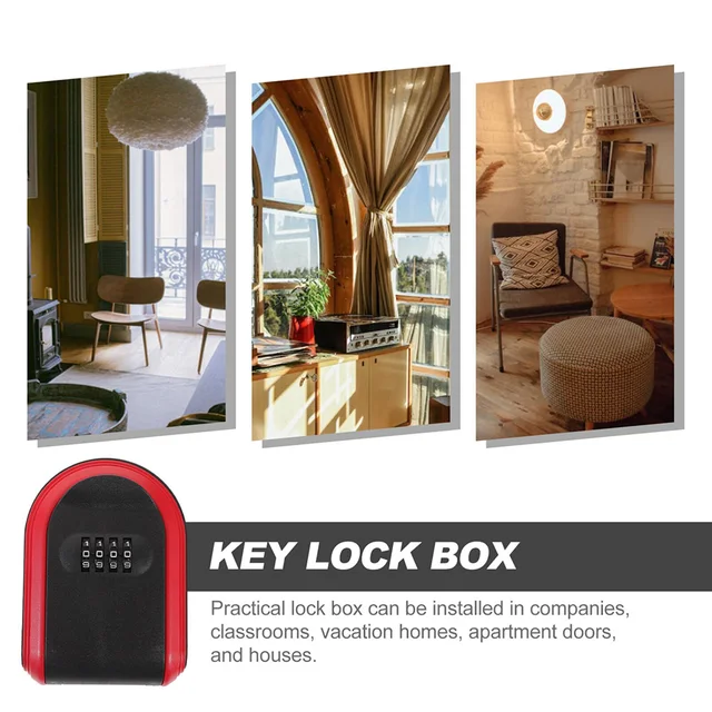 Key Lock Box with Small 4 Digit Combination Wall Mounted Secure Lock Box for House Key Resettable Code Safe Security Key Box 2