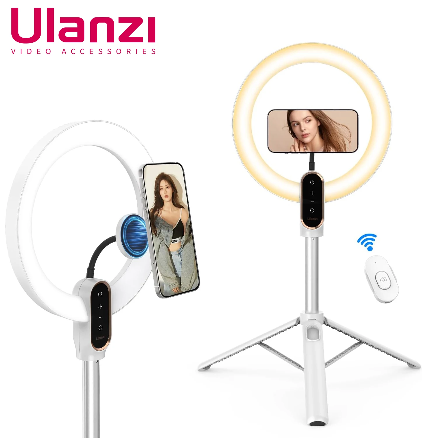 Ulanzi LT030 LED Selfie Ring Lighting Photographic Selfie Ring Lamp USB Remote Fill light For TikTok Video Live Phone Tripod