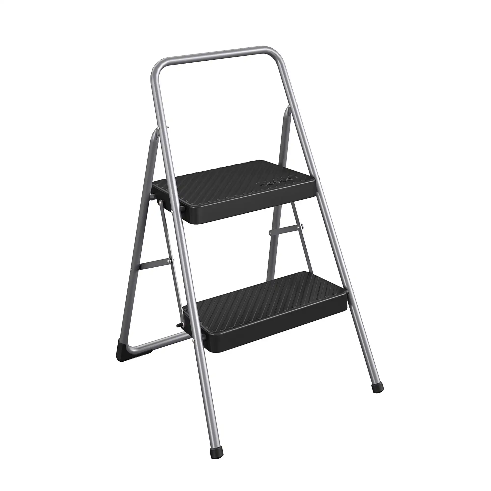 

COSCO 2-Step Household Folding Steel Step Stool ANSI Type 3 200 lb Weight Capacity Platinum High Load-bearing Strong Stable