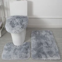 3PCS U-Shape Tie-Dye Fur Carpet Bathroom Mat Bath Mat Anti-Slip Bath Rug Water Absorbent Bathroom Mat Soft Comfortable Carpet