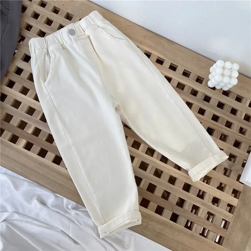 1-8 Years Boys Pants Kids Cargo Pants Mid-Rise Button Casual Outdoor Comfortable Breathable Spring Fall Fashion Chidren Trousers 4