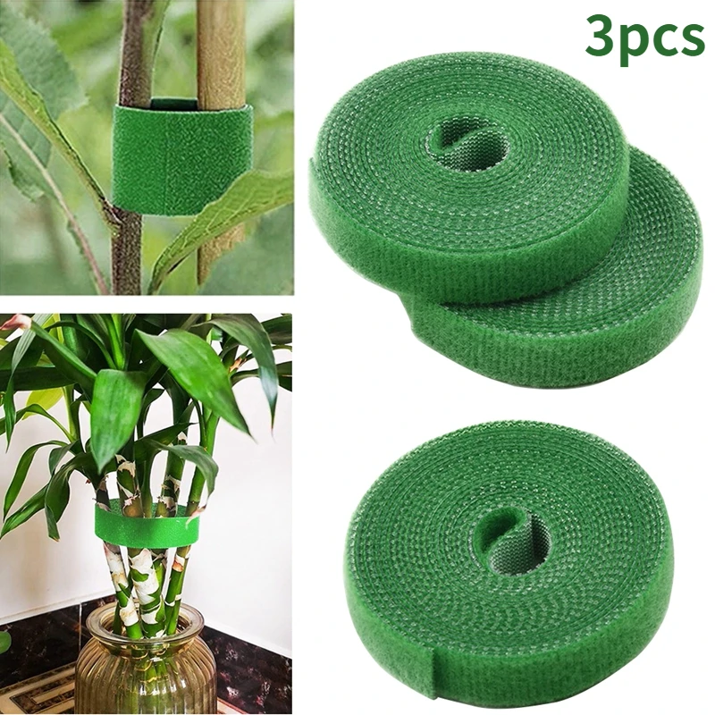 3pcs 2m Plant Ties Nylon Plant Bandage Velcro Tie Home Garden Plant