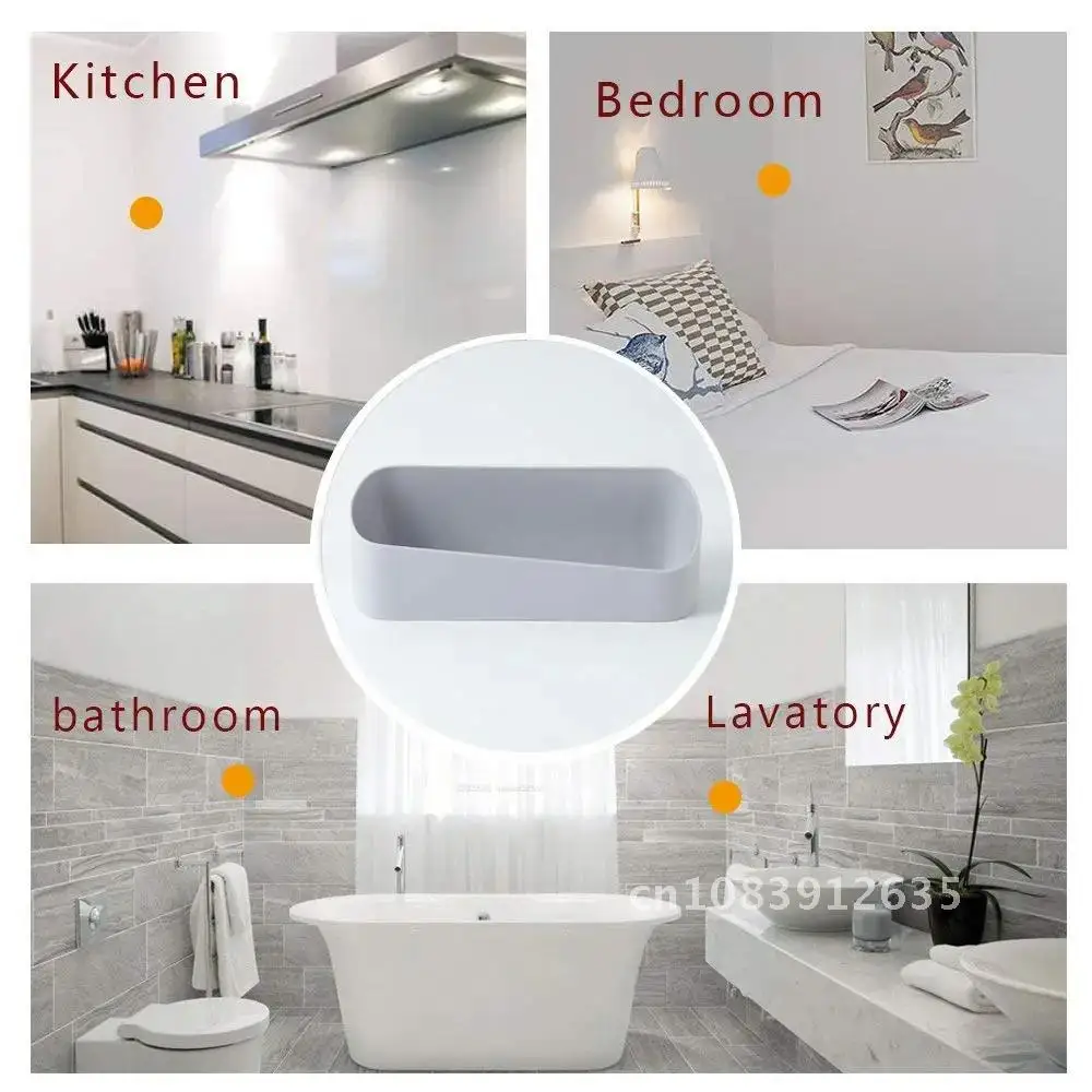 

High Quality Zhangji Traceless Shelf ABS Bathroom Kitchen No Drill Self Adhesive Wall Storage box Bathroom Accessory