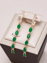  Kienl New Trend Vintage Long Tassel Earring 585 Rose Gold With Green Natural Zircon Women Drop Earrings Bride Wedding Jewelry 