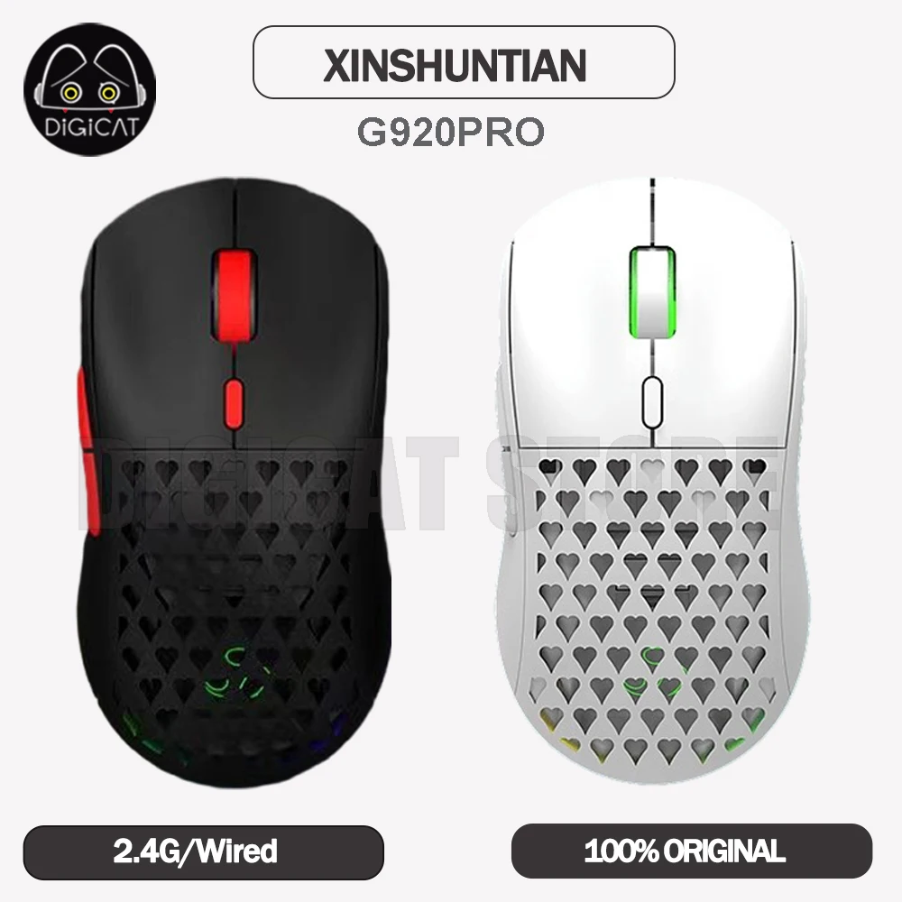 

Xinshuntian G920Pro Wireless Gamer Mouse 2Mode USB 2.4G Wireless Mouse RGB PAW3395 Sensor 26000DPI Adjustable Gaming Mice Gifts