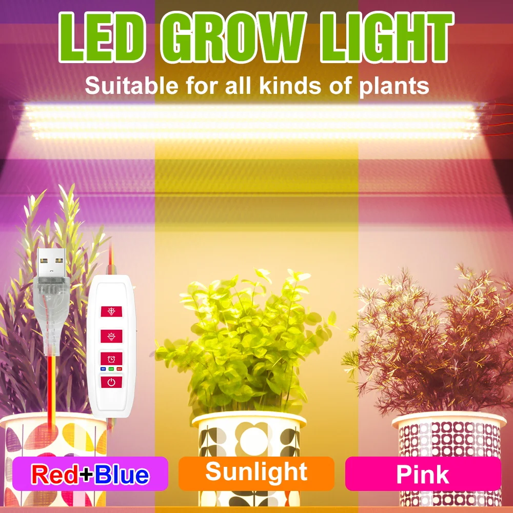 LED Grow Light Strips Full Spectrum Plants Lamp Dimmable Timing Auto On/Off Vegetable Flower Seeds Hydroponic Indoor Cultivation