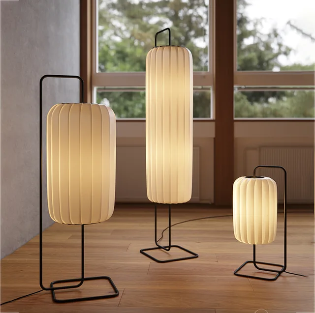 Modern Personality Fabric Floor Lamp Japanese Style Living Room Corner Lamp Bedroom Bedside Tea house Simple LED Standing Lamp