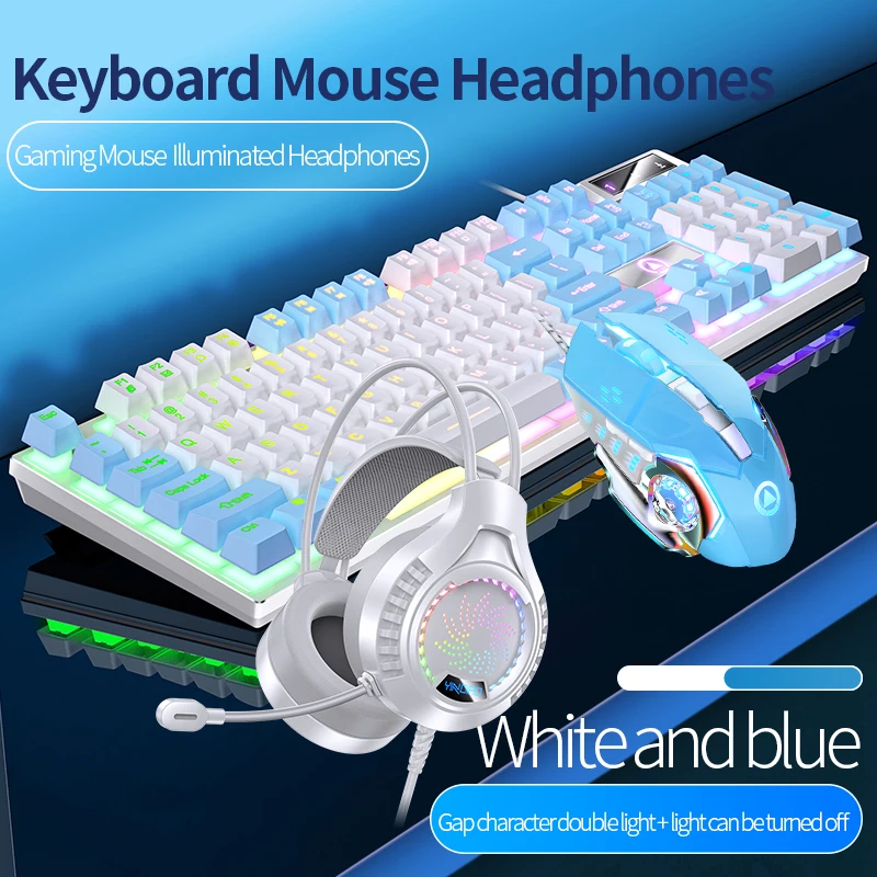 Conjunto de Mouse e Teclado com Retroiluminação com Fio Fone de Ouvido 104 Teclas Mouses 3600dpi Usd 3.5 mm Combos para pc Gamer - Imagem 4