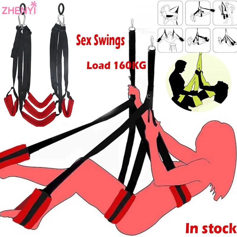 New Upgrade Pro Sex Swing Soft Material Sex Furuiture Fetish BDSM Bandage Love Adult Games Hanging Door Women Swing Set