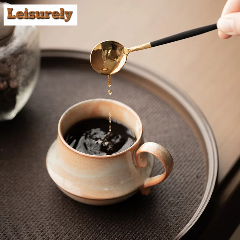 180ml Ink And Wash Coarse Pottery Coffee Mug Milk Cup Afternoon Tea Mug Wine Beer Bottle Office Water Cup Teaset Craft Supplies