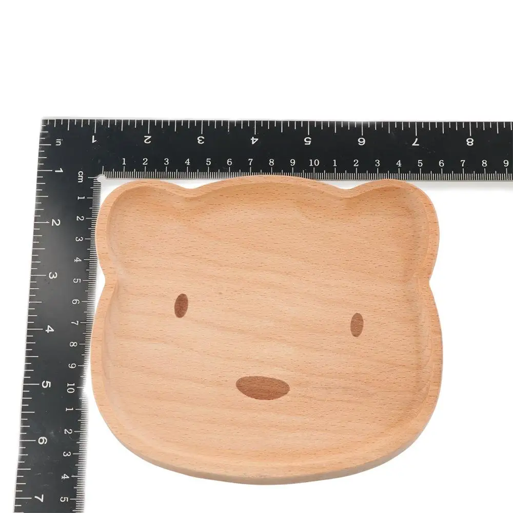 Wood Plate Cute Cartoon Cat Bear Solid Wood Fruit Dishes Tea Tray Dessert Dinner Plate Tableware For Serving Kids Baby