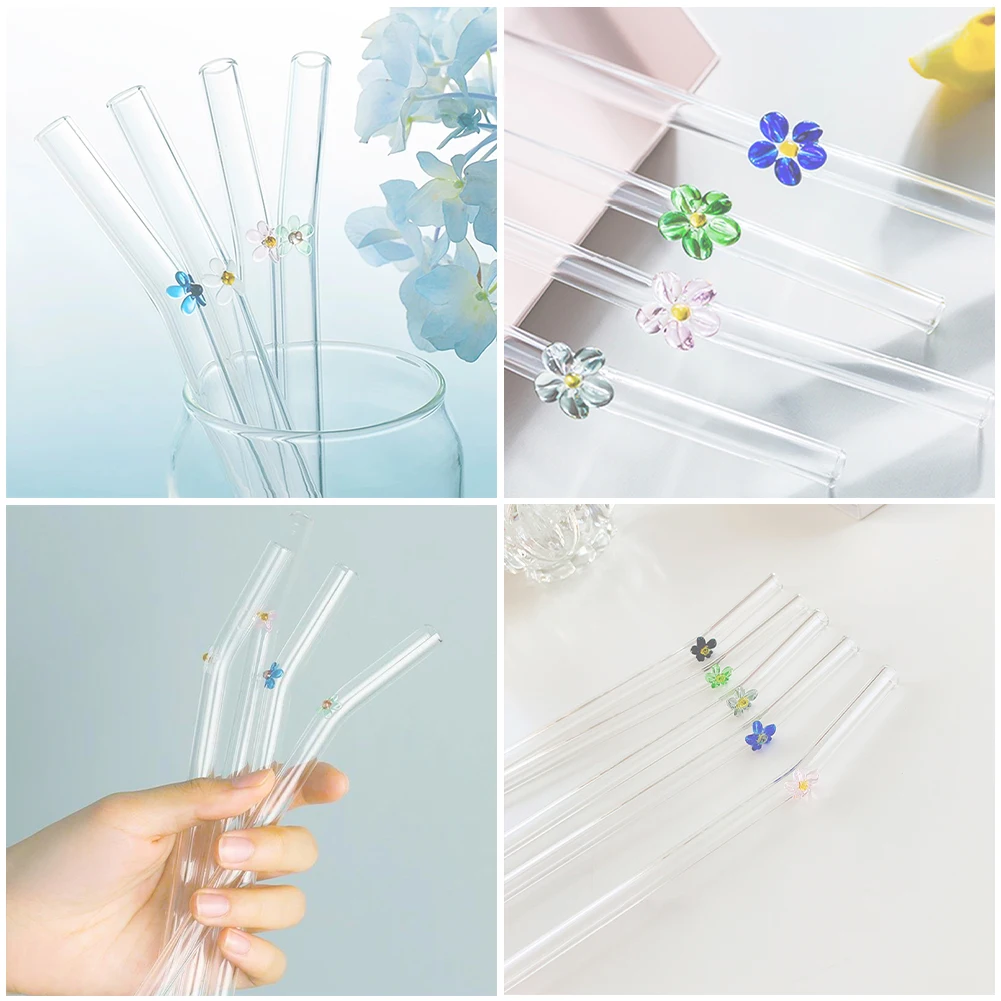 Clear Glass Straws Shatter Resistant, Long Glass Straws Thick Reusable  Straws For Smoothies And Normal Liquid Drinks,Yellow,F25066 