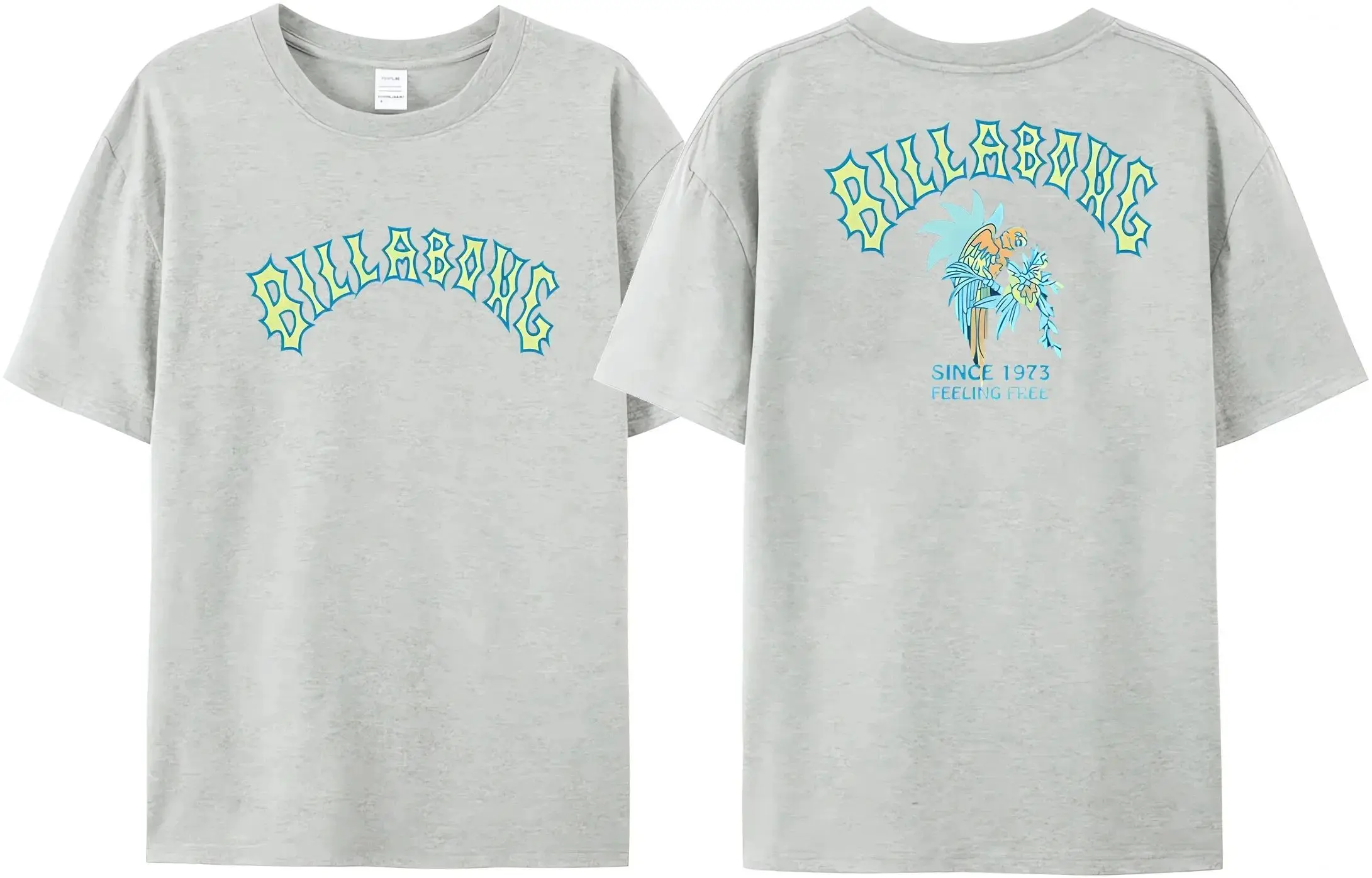 2025 Wave New Men's Summer Billa-bong T-shirt 100% Cotton Double Sided Printing High Quality Casual Top Tees 6