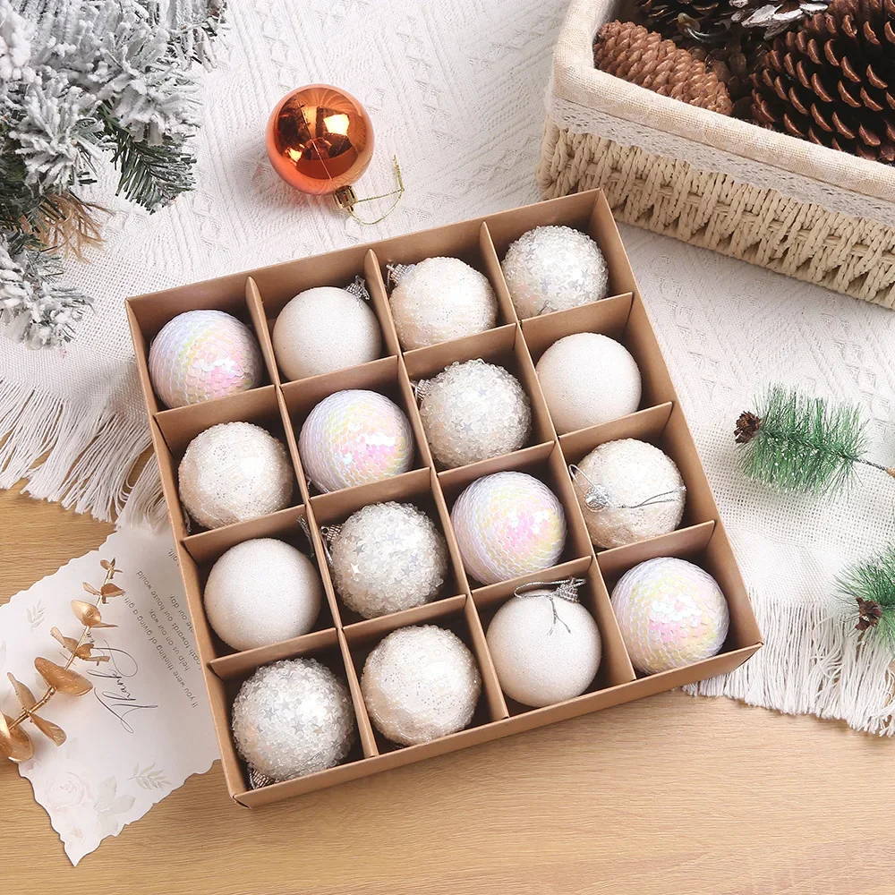 Shiny Foam Christmas Ball Pendant Flash Styrofoam Ball 6/8cm Christmas Tree Decoration Hanging Ball