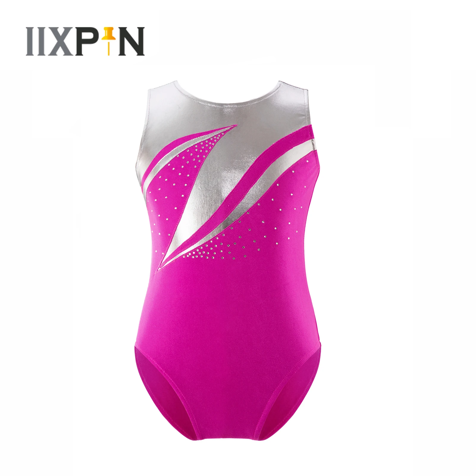 

Girls Gymnastics Leotard Shiny Sequins Sleeveless Round Neck Figure Ice Skating Ballet Dance Wear for Dancing Stage Performance