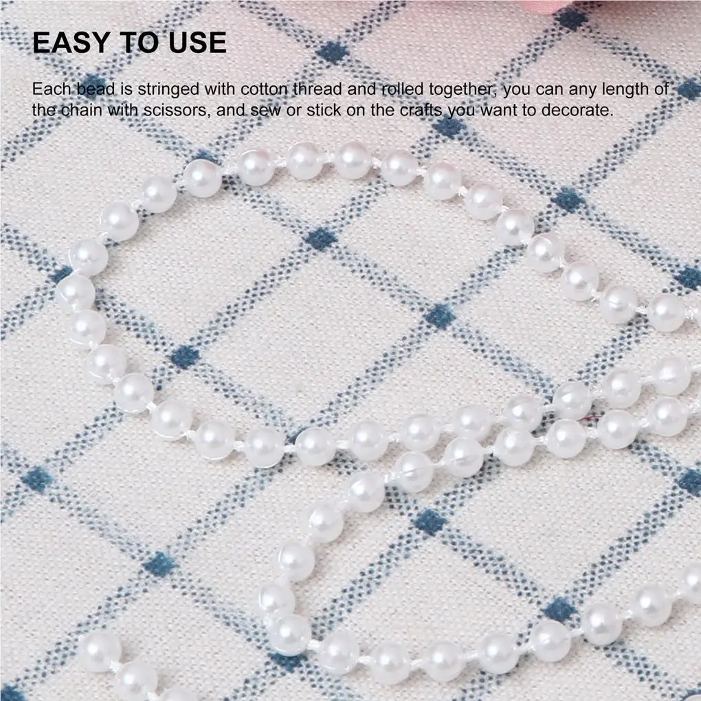 30m Imitation Pearl Bead Roll Cotton Thread Trim Faux Rolled Chain Jewelry Accessories DIY Wedding Party Crafts