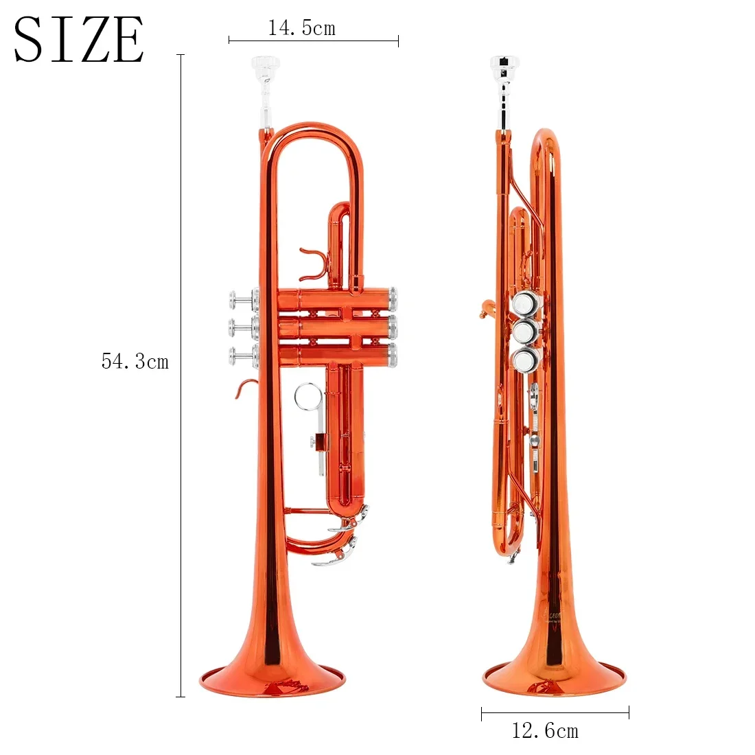 SLADE Orange Bb Standard Trumpet Set Brass Student Beginners Trumpet Instruments with Box 7C Blowing Nozzle Gloves
