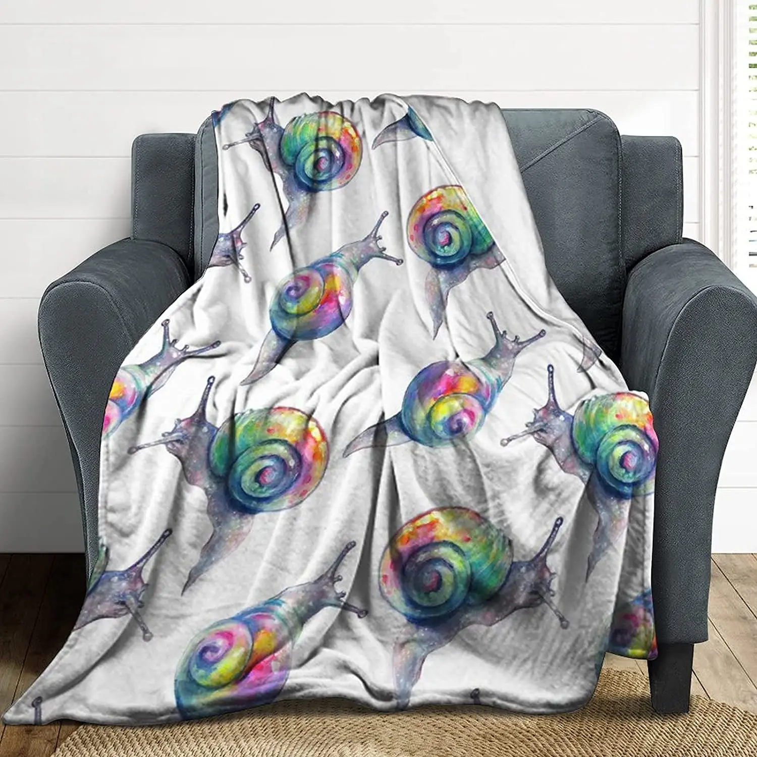 

Snail Flannel Throw Blanket King Queen Size for Kids Boys Girls Sofa Couch Bed Blanket Super Soft Warm Lightweight Wild Animals
