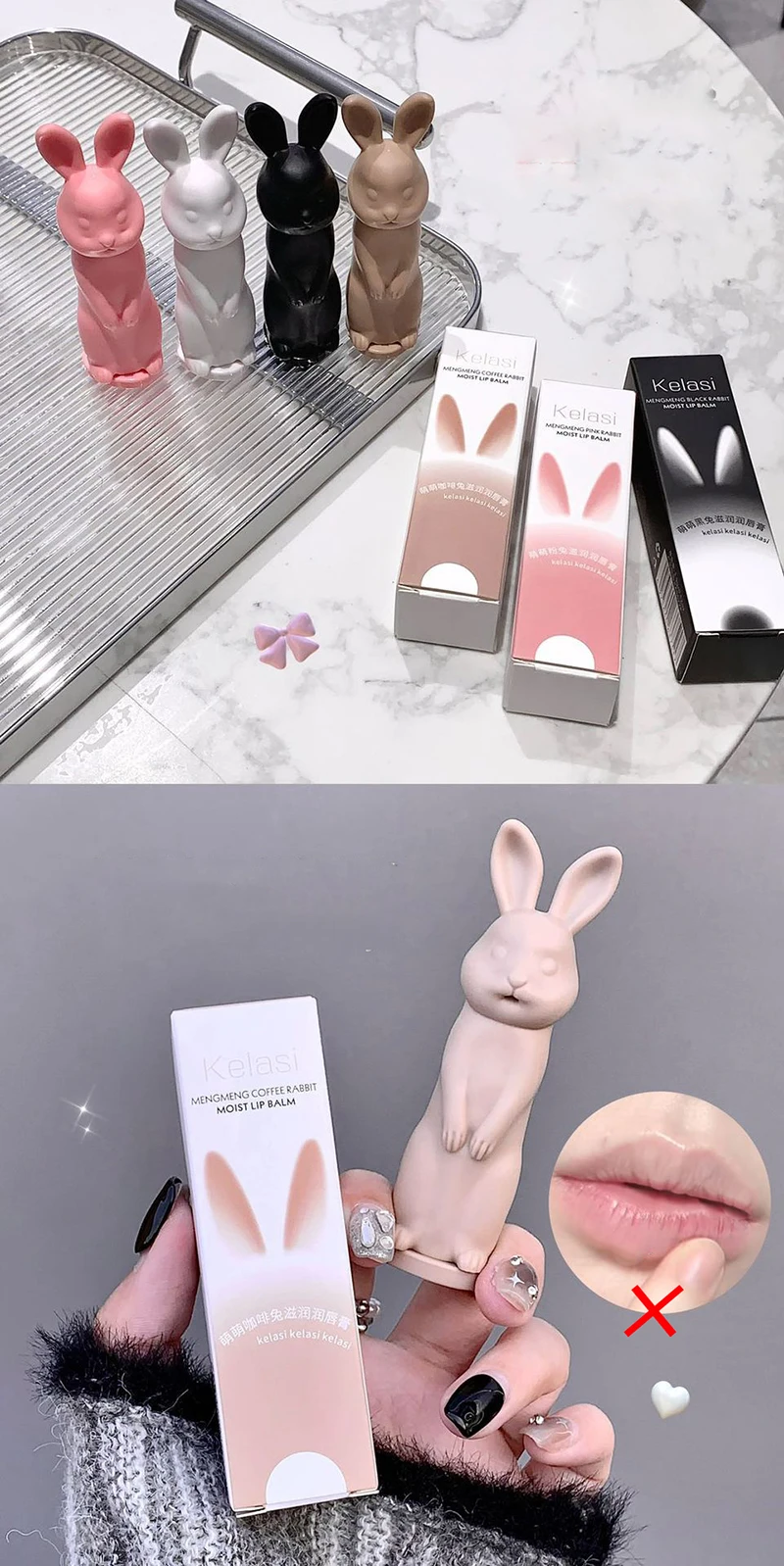 Description Picture 4 of itemRabbit Black Lip Balm Gloss Not Dryness Peach Transparent Lip Tint Moisturizing Lips Makeup Base Children's Lipsticks For Girls