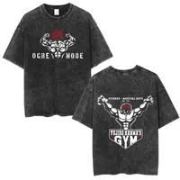 Vintage Washed T Shirt Anime Baki The Grappler T-shirt Hanma Yujiro Gym Short Sleeve T-shirts Oversized Cotton Casual Tee Shirt 1
