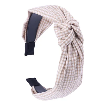 hair clip ins Ladies PU Leather Houndstooth Knot Headbands for Women Girls Wide Splicing Plaid Hairbands Bezel Hair Hoop Hair Accessories ladies headbands for short hair