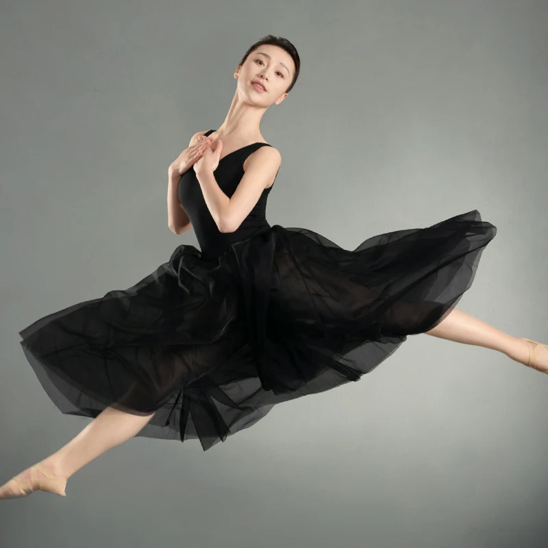 Long Ballet Tutu Skirts For Women Adults Lyrical White Soft Mesh Skirt