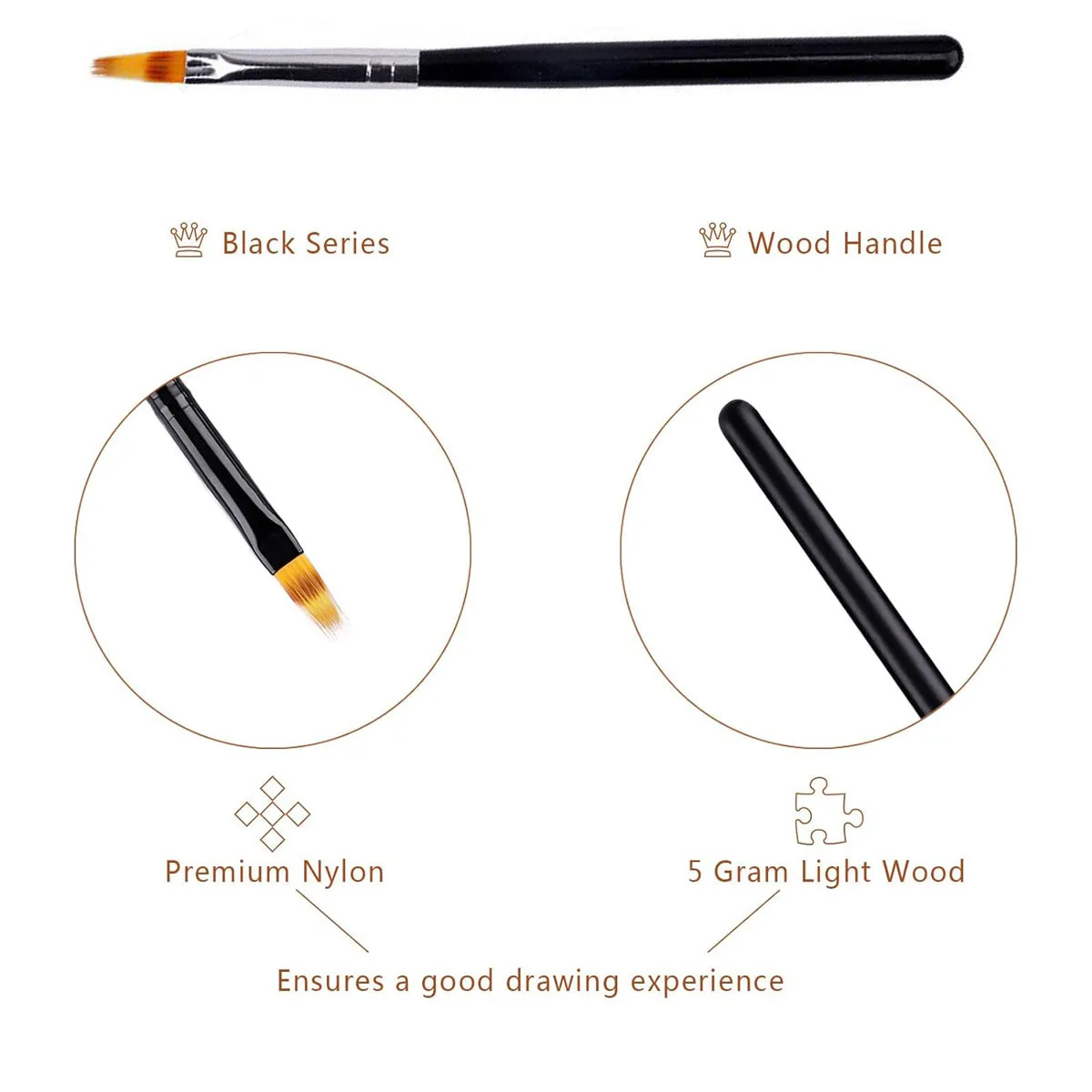 1Pc Professional Soft Gradient Nail Brush Silver Black Drawing Painting Nylon Hair Ombre Brush DIY Gradient UV Gel Nail Brush 6